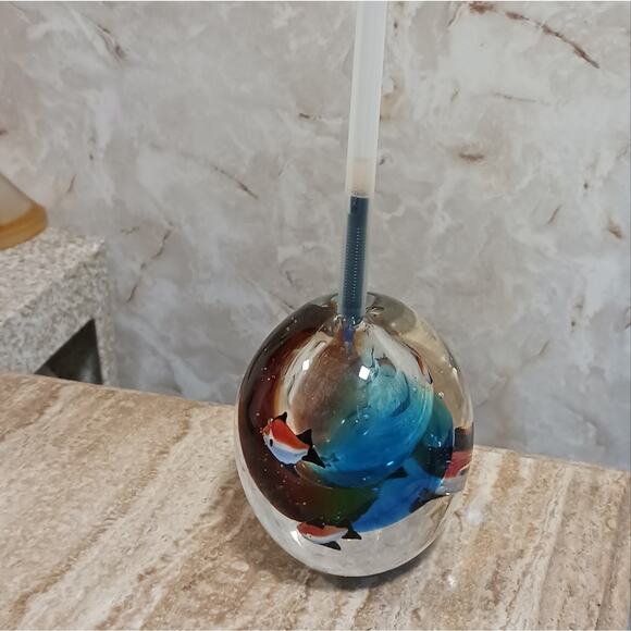 RARE Murano PEN HOLDER Paperweight Angel Fish Hand Blown Glass Tropical Collect - Picture 5 of 12